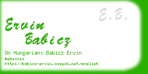ervin babicz business card